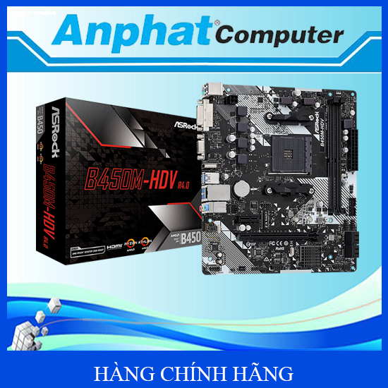 Bo Mạch Chủ Main ASRock B450M-HDV R4.0 Socket AM4 - Hàng Chính Hãng