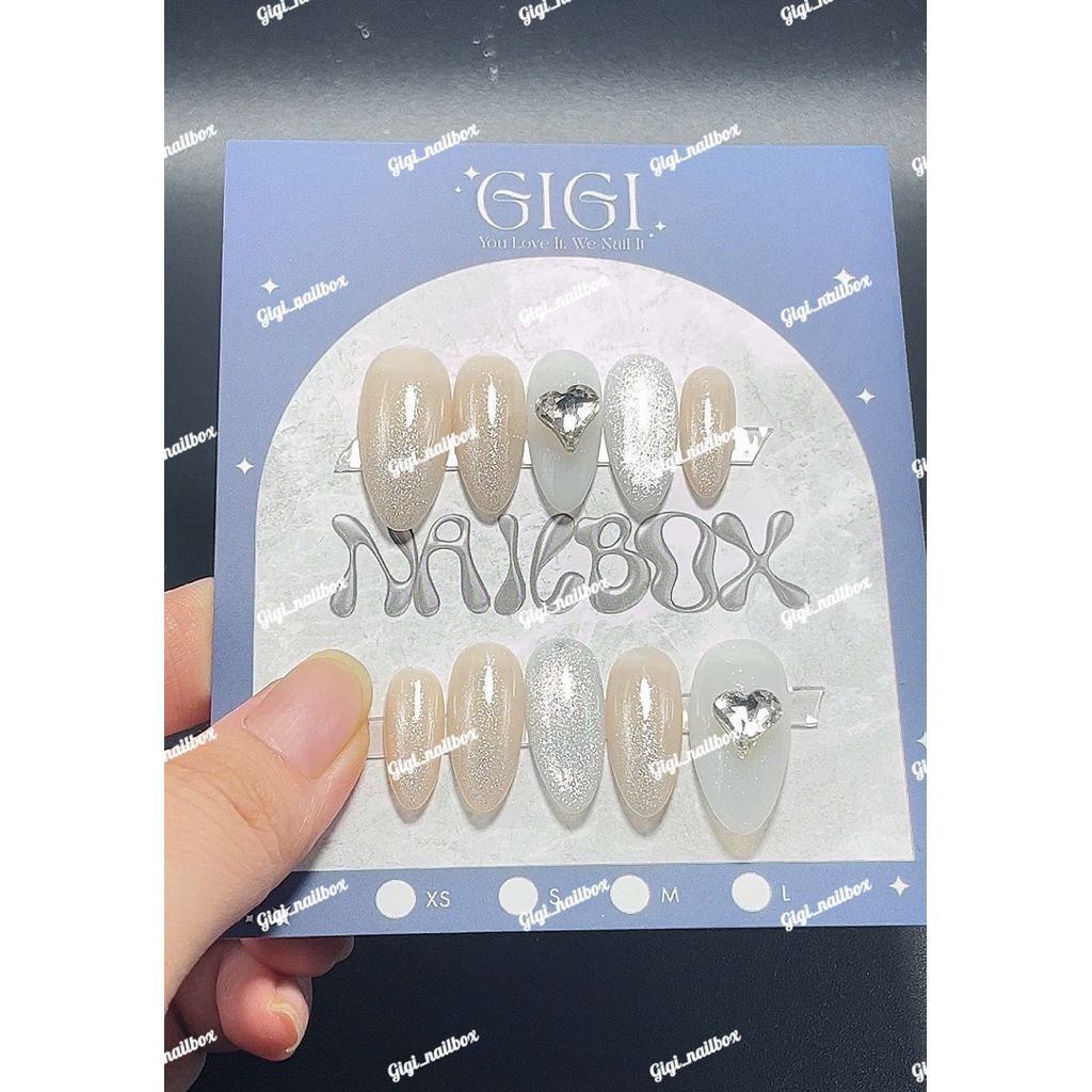 NAILBOX THIẾT KẾ GIGI THẠCH NUDE MIX NƯỚC GẠO MẮT MÈO ĐÍNH ĐÁ (G81)