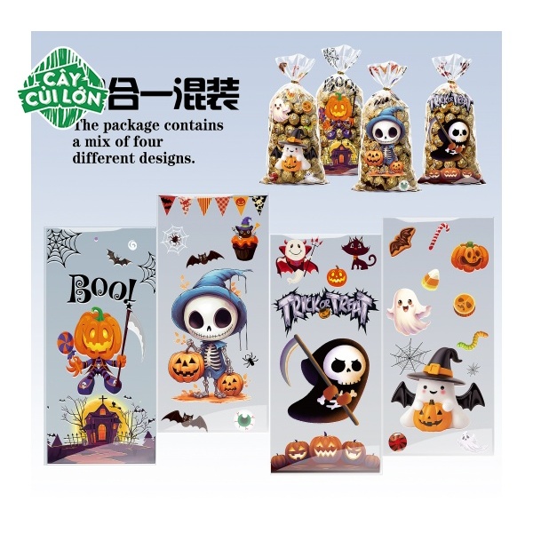 SET 50 TÚI KIẾNG HALLOWEEN (gồm dây kẽm)