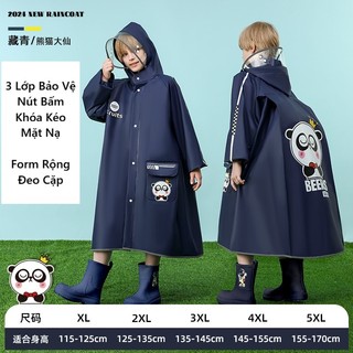   Không Lên Size ạ 🌧️ Áo Mưa Trẻ Em KHÓA KÉO + NÚT BẤM + MẶT NẠ – Chống Thấm Cao Cấp EVA 