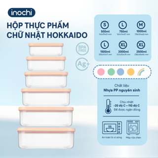 Bộ 6 Hộp Đựng Thực Phẩm Chữ Nhật Inochi: 500-750-1000-1500-2000-2500ml, Nhựa PP, An Toàn, Kín Khít