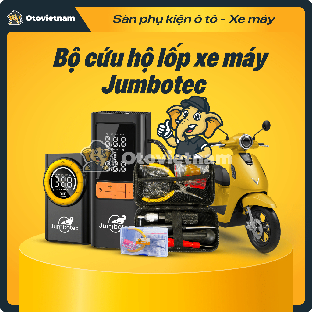 Bộ Cứu Hộ Lốp Xe Máy Jumbotec – Vá Lốp Nhanh, Bơm Hơi Chủ Động, Trang Bị Trước, An Toàn Sau