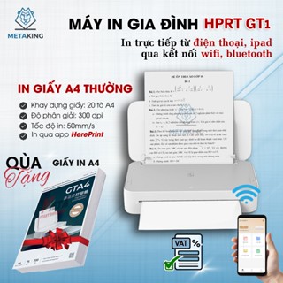  Máy in A4 Gia Đình HPRT GT1 - In Giấy Thường Không Cần Mực Kết Nối Bluetooth WiFi - TẶNG 1 XẤP GIẤY IN A4  hỏa tốc HCM  