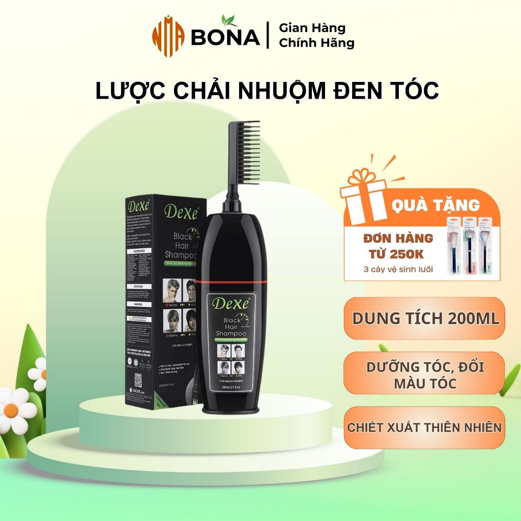 Lược chải nhuộm đen tóc phủ bạc DEXE 200ml dùng cho tóc bạc chiết xuất từ thiên nhiên bền màu, dưỡng tóc, đổi màu tóc