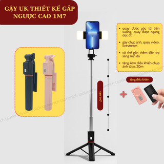  Gậy Chụp Ảnh Cao 1M7 Tripod 3 Chân Quay Video Livestream Có Đèn Led Kèm Điều Khiển Bluetooth Từ Xa Phụ Kiện Selfie 