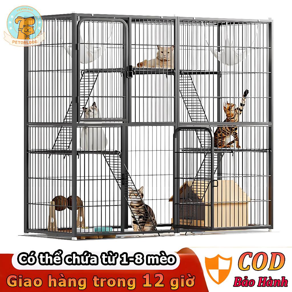  Lồng mèo lớn trong nhà Chuồng mèo siêu sang Không gian siêu lớn Lồng ba tầng cỡ Có thể nuôi 2-6 con 