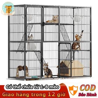  Lồng mèo lớn trong nhà Chuồng mèo siêu sang Không gian siêu lớn Lồng ba tầng cỡ Có thể nuôi 2-6 con 
