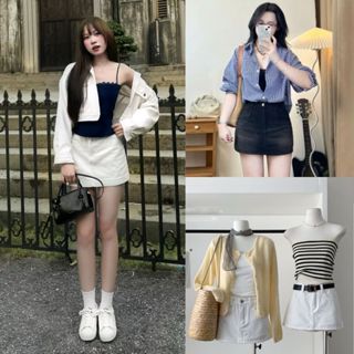 Chân Váy Jean Chữ A MIAA dáng ngắn Cạp cao màu trắng chân váy bò có quần bảo hộ bigsize