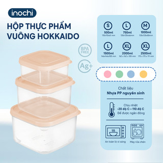  Hộp Đựng Thực Phẩm Thức Ăn Hokkaido vuông INOCHI Nhựa Cao Cấp Trong Suốt 