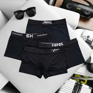  Quần lót nam thun lạnh quần sịp sì đùi nam thông hơn kháng khuẩn boxer nam full đen sang trọng 