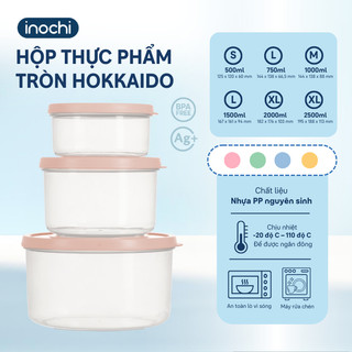  Hộp nhựa tròn đựng thực phẩm thức ăn Hokkaido INOCHI dung tích 500ml 1000ml 2000ml 