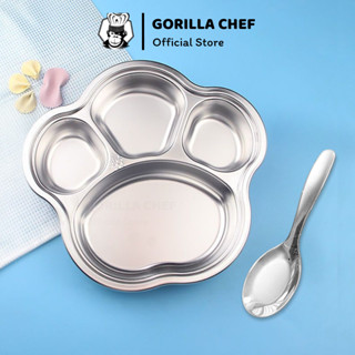  Khay ăn dặm cho bé hình tay gấu inox 304 Gorilla Chef khay nhà bếp bằng inox an toàn cho bé 