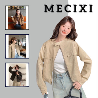  Áo Khoác Da Lộn Dáng Ngắn Cổ Tàu Mecxici Áo Khoác Khoá Kéo Dài Tay Cúc Đồng Phong Cách Hàn Quốc T213 