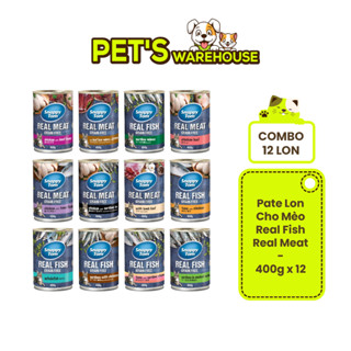  Combo 12 Lon  Pate Snappy Tom Real Fish Mèo Lon 400G 