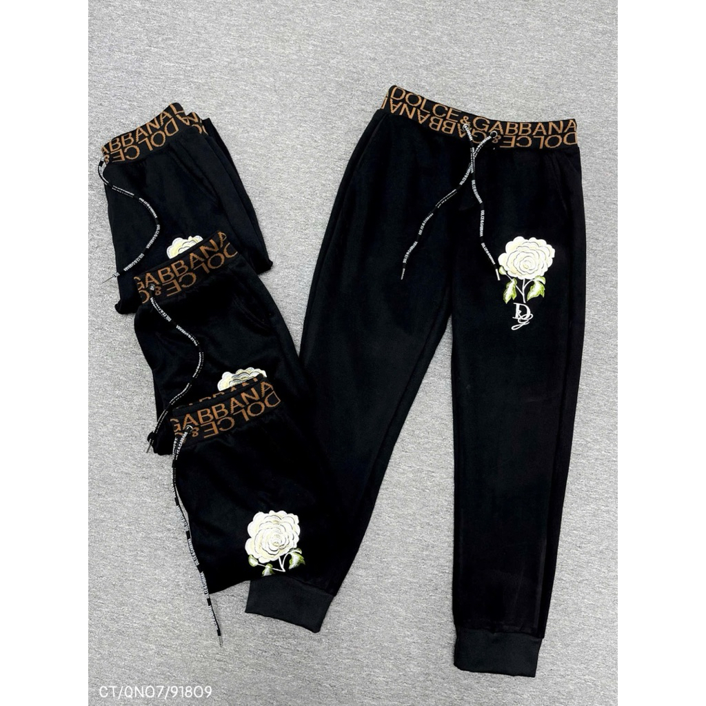 Quần Nỉ DG Thêu Hoa Hồng Cực Nét Hàng Cao Cấp Full Tag Mac
