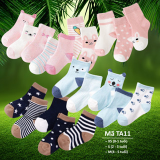  Tất cho bé tất trẻ em Hàn Quốc 0 - 5 tuổi chất cotton mềm mại giữ ấm mùa đông đi trong nhà đi học đi chơi TA11 