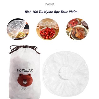 KAYFIA - Bịch 100 Túi Nylon Bọc Thực Phẩm Trong Suốt - Túi Bọc Đồ Ăn Bảo Quản Thực Phẩm