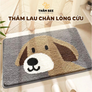  Thảm Lau Chân Lông Cừu Hình Thú Cưng Dễ Thương Chống Trơn Thấm Nước - Thảm Bee 