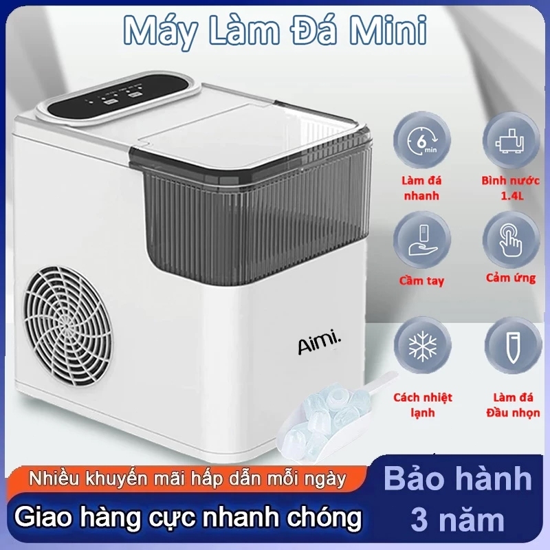 Aimi-Máy Làm Đá Viên Tự Động Siêu , 6-8 Phút Nút Cảm Ứng, Máy Làm Đá Mini