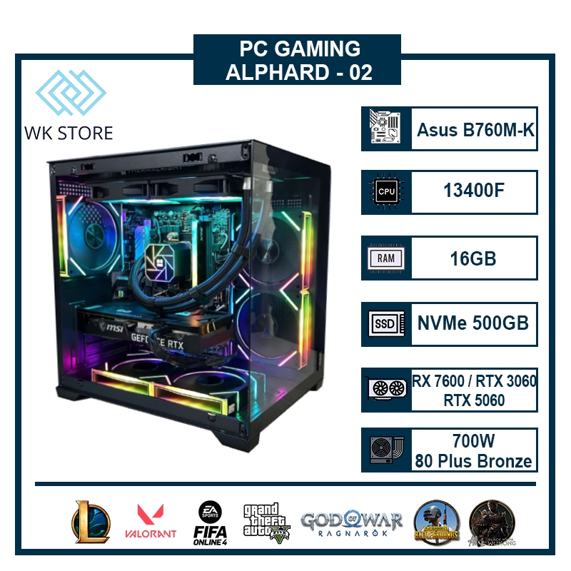 Thùng PC Alphard 02 | I5 13400F, 16GB Ram, VGA RX 7600, RTX 3060, RTX 5060 Mới BH 36T