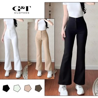  Quần tây ống loe nữ lưng cao 2 cúc dáng dài form ôm co giãn 4 chiều quần tây loe cạp cao tôn dáng 