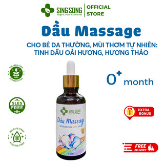 Dầu massage thiên nhiên cho bé SingSong 50ml – tinh dầu hương thảo oải hương, dưỡng ẩm và thư giãn