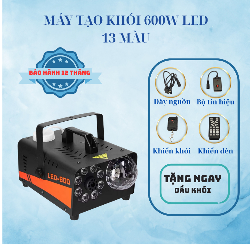 Máy Tạo Khói 600W Fog Machine Có LED Xịt Nhiều Màu Máy Phun Khói Cho Sân khấu ,phòng karaoke.....