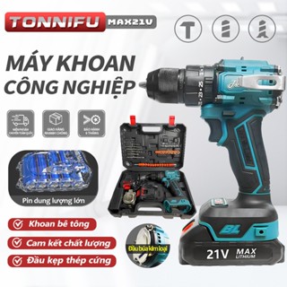 Máy Khoan Pin Tonnifu 21V DZ-2110, 3 Chức Năng Không Chổi Than - Đầu Kẹp Autolock, Máy Khoan Tường, Sắt, Gỗ, Bắn Vít