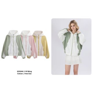  Áo Hoodie Zip Form Crop Gooan Nỉ Bông Cotton 100% Boxy Unisex Local Brand 