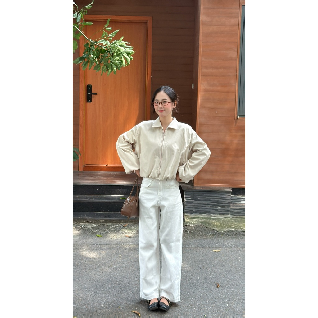 Áo khoác kaki 2 lớp dáng bồng có khóa kéo, Áo khoác kaki thu đông - 29feb.closet - A570 | BigBuy360 - bigbuy360.vn