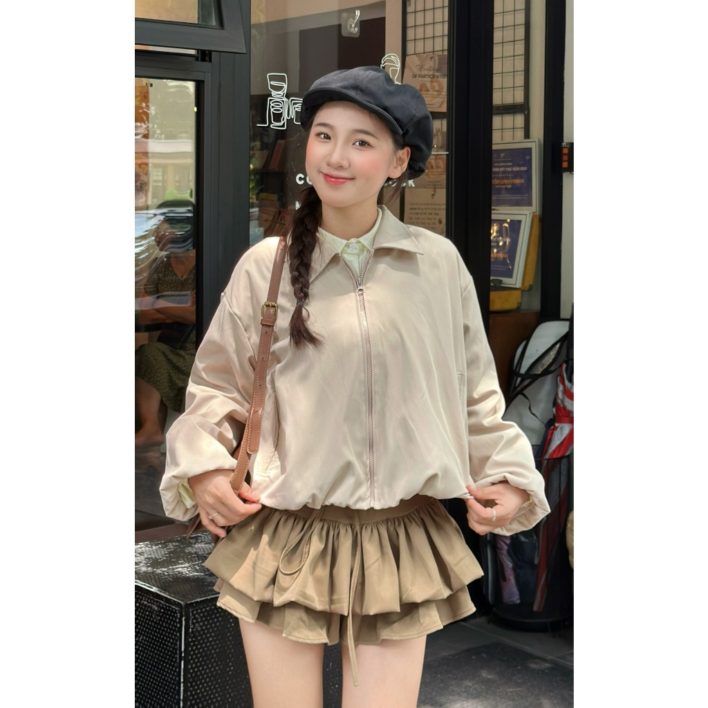 Áo khoác kaki 2 lớp dáng bồng có khóa kéo, Áo khoác kaki thu đông - 29feb.closet - A570 | BigBuy360 - bigbuy360.vn