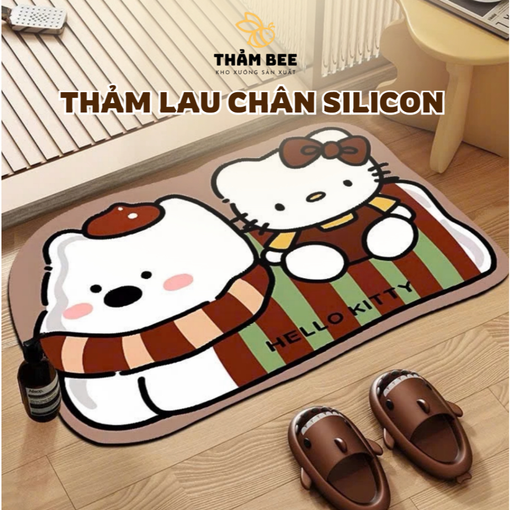 Thảm Chân Silicon Họa Tiết Thú Cưng Dễ Thương Chống Trơn Trượt, Thấm Hút - Thảm Bee