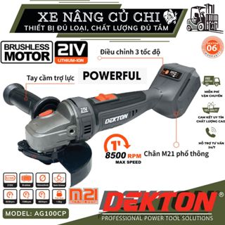 Máy mài 100mm Dekton M21-AG100CP, điều chỉnh 3 cấp độ, chân pin Makita, motor không chổi than