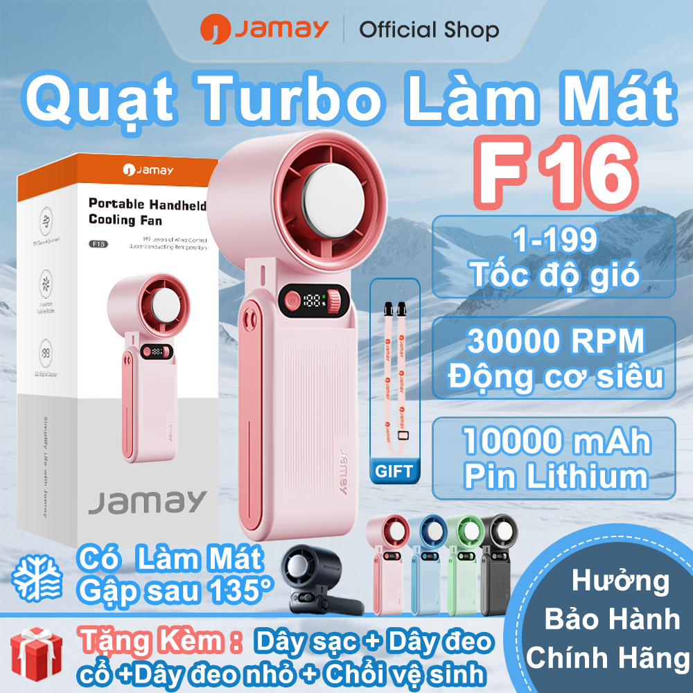 JAMAY Quạt cầm tay mini, gấp gọn, làm mát, sạc pin F16 A