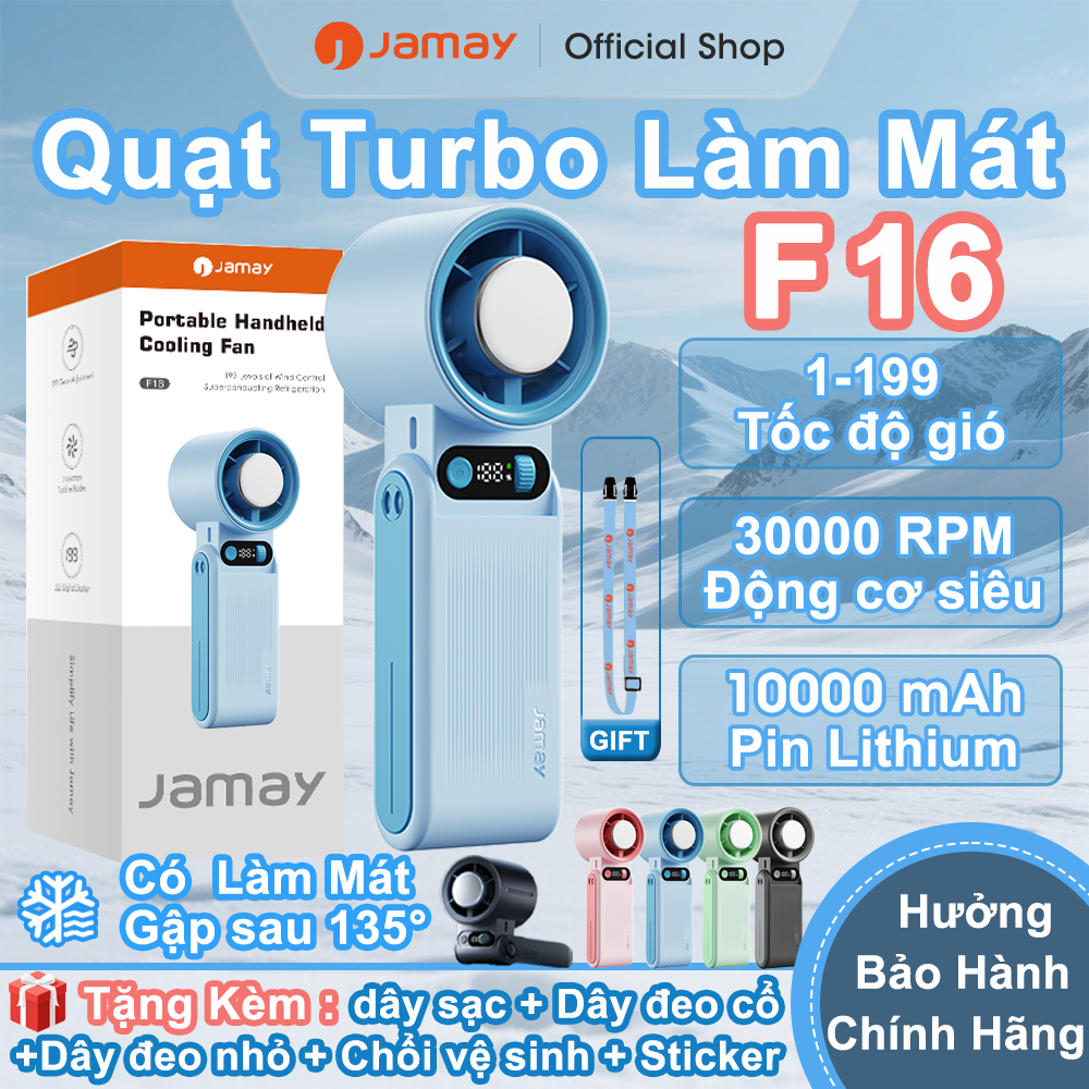 Jamay Quạt cầm tay mini Chức Năng LạnhThiết kế cao cấpQuạt Điều HòaGấp Gọn Tiện Lợisiêu gió Đèn LED 