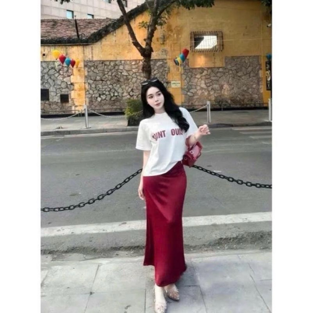 chân váy lụa midi có chun kéo khoá chân váy dài BIGSZIE | BigBuy360 - bigbuy360.vn