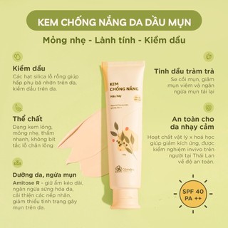  Kem Chống Nắng Mặt Nâng Tông Thấm Nhanh Hây Hây Cho Mọi Loại Da Khô Dầu Mụn SPF 40 PA ++ Cỏ Mềm 60g 