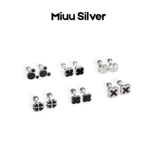   HÀNG MỚI VỀ  Khuyên tai bạc nữ Miuu Silver bông tai nữ 6 mẫu hình cỏ 4 lá chốt vặn xinh xắn BT6M 