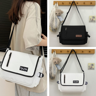 Túi vải đeo chéo đi học nam nữ phong cách Hàn Quốc ulzzang, cặp đeo chéo canvas đựng laptop sách vở