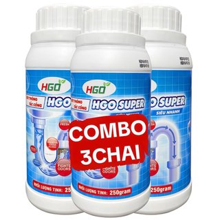[COMBO 3] Bột Thông Cống Cực Mạnh HGO SUPER, Thông Tắc Bồn Cầu, Bồn Rửa Bát, Đường Ống 250g