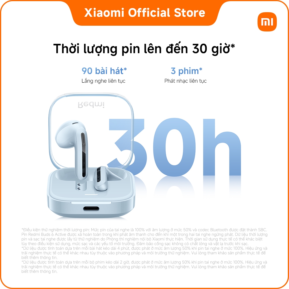 Tai nghe Bluetooth Redmi Buds 6 Active | Củ loa động 14,2 mm lớn tạo nên âm thanh mạnh mẽ, ít bị biến dạng | BigBuy360 - bigbuy360.vn