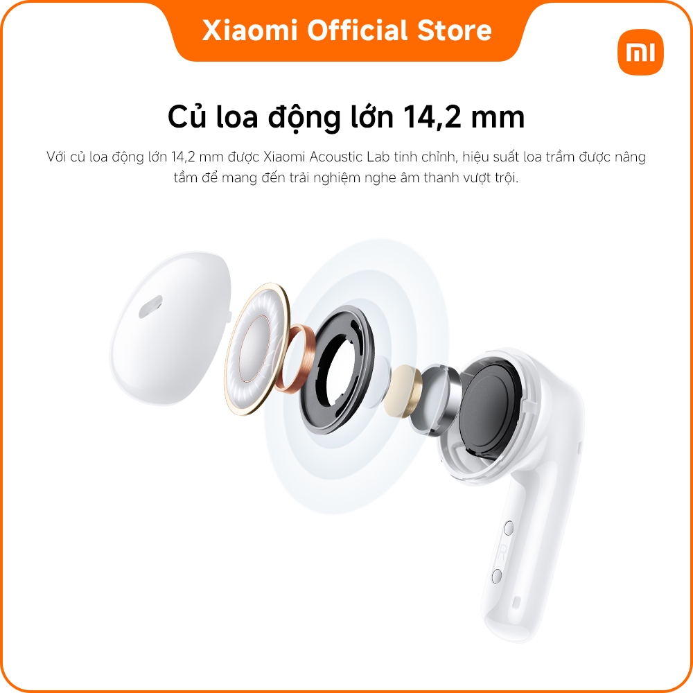 Tai nghe Bluetooth Redmi Buds 6 Active | Củ loa động 14,2 mm lớn tạo nên âm thanh mạnh mẽ, ít bị biến dạng | BigBuy360 - bigbuy360.vn