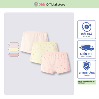 Set 3 Quần chip đùi Bamboo bé gái, Quần lót cho bé gái kháng khuẩn từ 1-10 tuổi BaaBaby QL03N