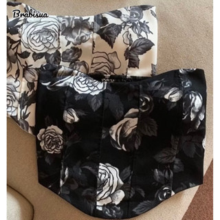 Áo bra quây dáng yếm có mút họa tiết hình hoa lá M57.