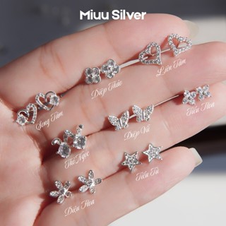 [HÀNG MỚI VỀ] Bông tai bạc nữ Miuu Silver, khuyên tai nữ bạc 925 8 mẫu đính đá nhỏ xinh xắn BT8M