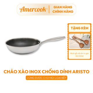 Chảo xào chống dính tổ ong Aristo - AMERCOOK 28cm chảo xào nguyên khối công nghệ chống dính Hybrid dùng cho mọi loại bếp