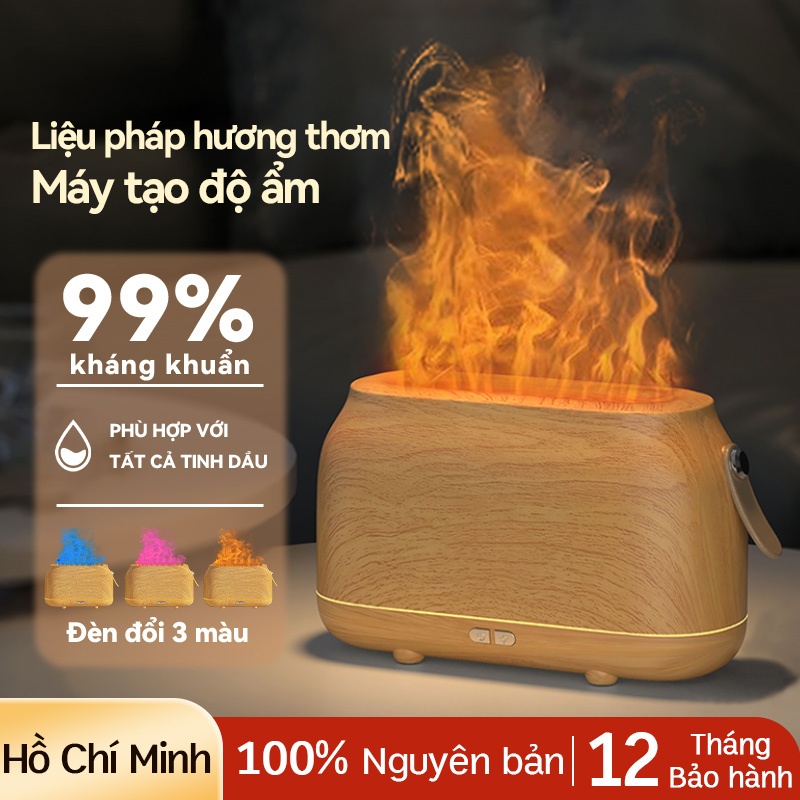 Máy xông tinh dầu phòng ngủ ngọn lửa siêu đẹp 380ml ,Dèn ngủ led 7 màu sang trọng,phun sương tạo ẩm 