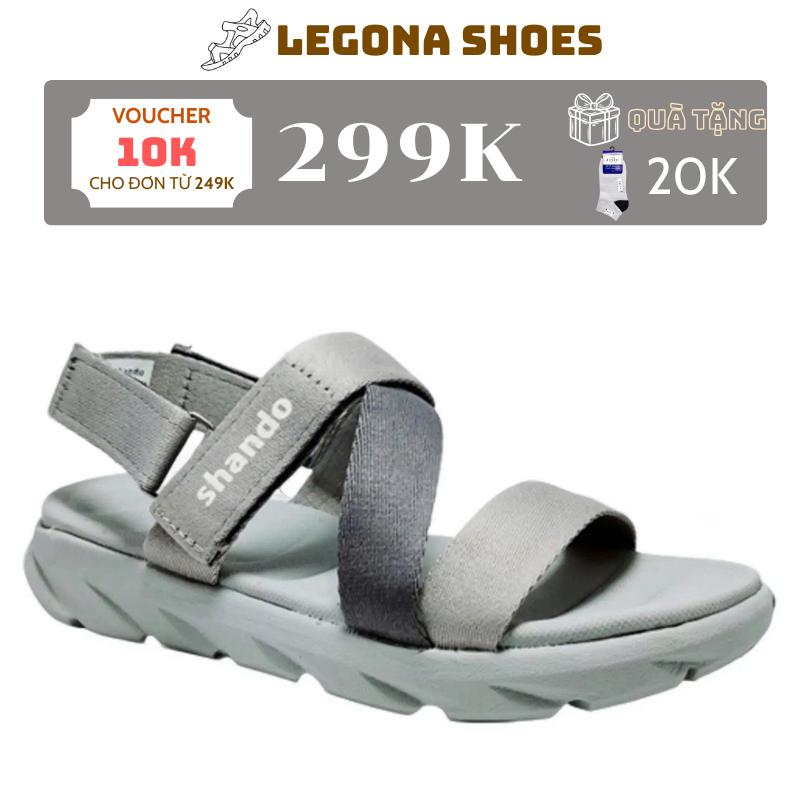 Dép Quai Hậu Đi Học, Giày Sandal Đi Học SHANDO F6 Sport XÁM NHẠT ĐẬM Quai dù Cao 3 Phân (Nam Nữ) LEG