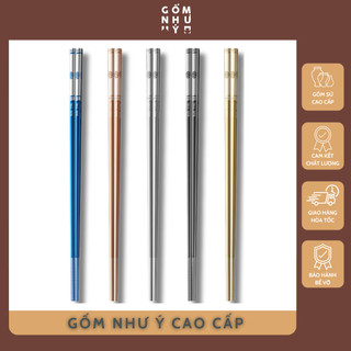  Set 5 đôi đũa ăn cơm Inox 316 đánh bóng cao cấp khắc chữ Phúc chống nấm mốc trơn trượt dễ tẩy rửa 