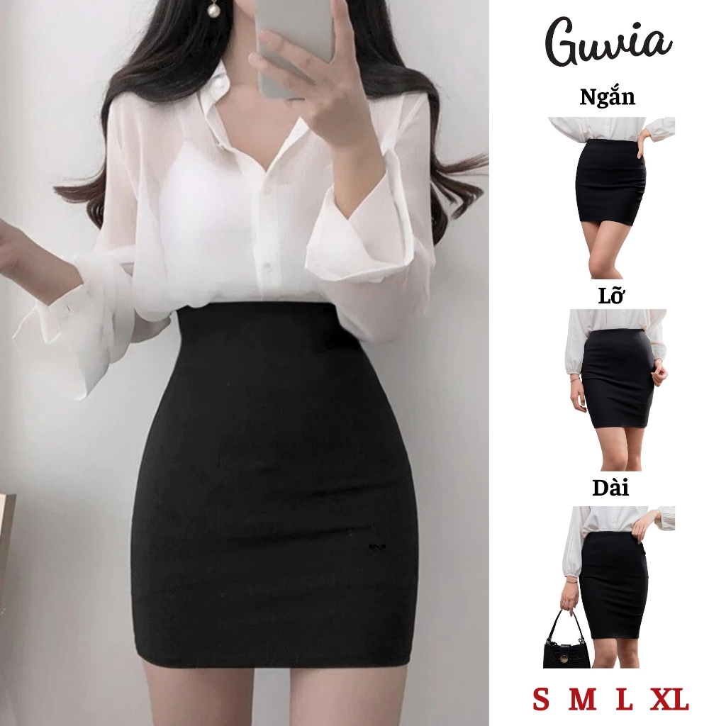 Chân Váy CÔNG SỞ XẺ TÀ Nữ Chất Mango Cao Cấp, Chân Váy Thanh Lịch Nhẹ Nhàng Cơ Bản GUVIA CV09